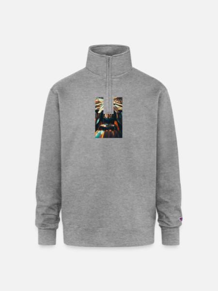 Neon Velocity Racer - Champion Unisex 1/4 Zip Pullover Sweatshirt - heather gray