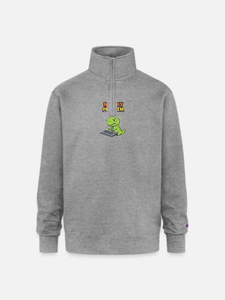 Not My Problem Dino - Champion Unisex 1/4 Zip Pullover Sweatshirt - heather gray