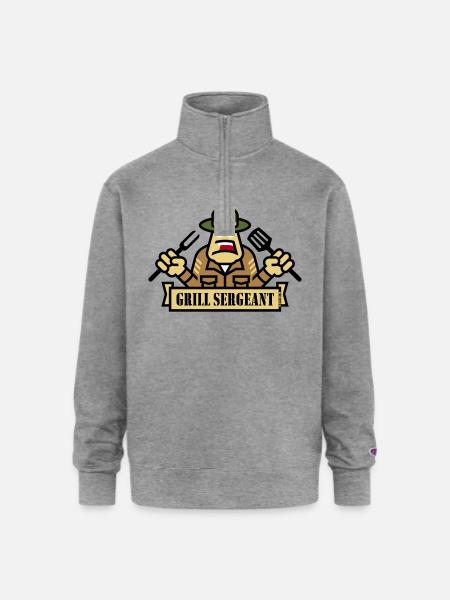 Grill Sergeant (Grilling / BBQ / Barbecue) - Champion Unisex 1/4 Zip Pullover Sweatshirt - heather gray