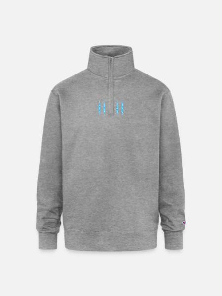 Azure Lightning Strikes Pattern - Champion Unisex 1/4 Zip Pullover Sweatshirt - heather gray