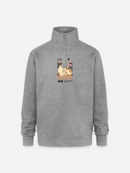MomCat - Champion Unisex 1/4 Zip Pullover Sweatshirt - heather gray