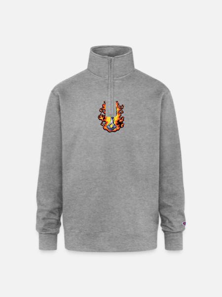 Flaming Piston Mascot - Champion Unisex 1/4 Zip Pullover Sweatshirt - heather gray