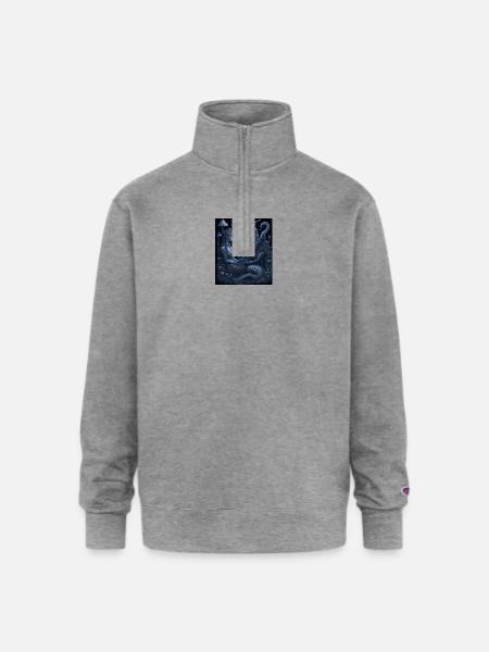 Moonlit Dragon Guardian - Champion Unisex 1/4 Zip Pullover Sweatshirt - heather gray