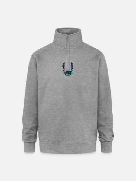 Moonlit Castle of Bats - Champion Unisex 1/4 Zip Pullover Sweatshirt - heather gray