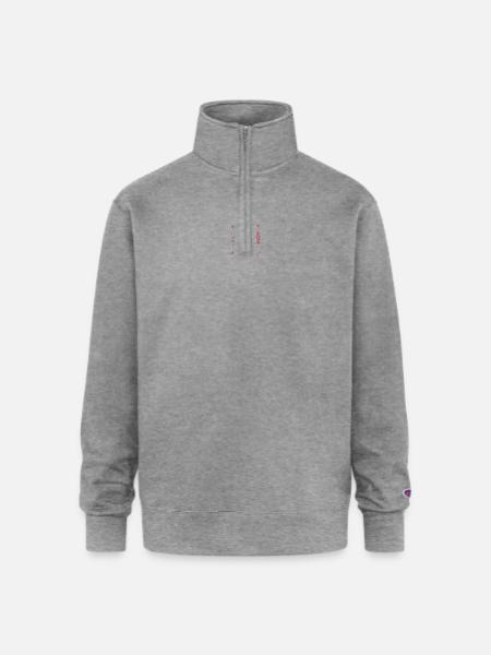 Radicalized-by-basic-decency - Champion Unisex 1/4 Zip Pullover Sweatshirt - heather gray