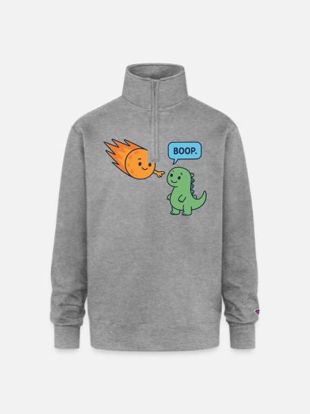 Meteor Buddy and Dino Boop - Champion Unisex 1/4 Zip Pullover Sweatshirt - heather gray