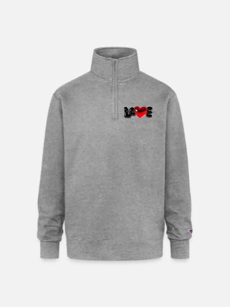 Love Bubble - Champion Unisex 1/4 Zip Pullover Sweatshirt - heather gray