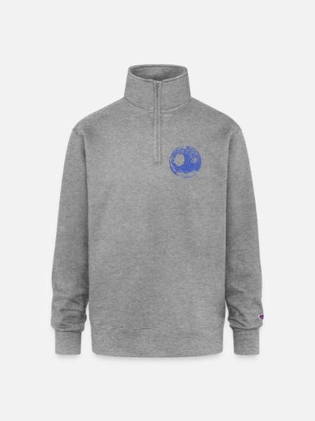 Retro Disco Ball - Champion Unisex 1/4 Zip Pullover Sweatshirt - heather gray