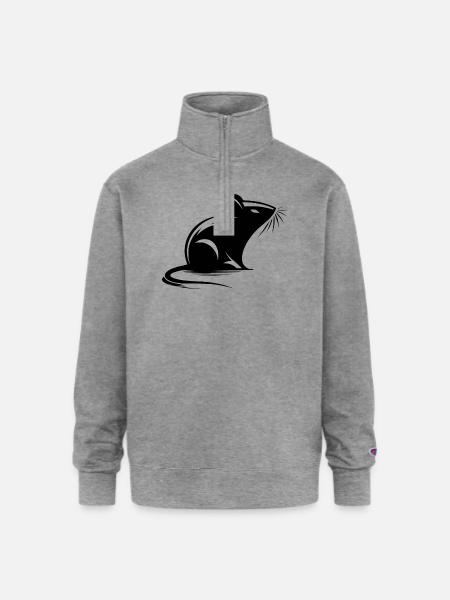 Mouse Drawing Tattoo Style - Champion Unisex 1/4 Zip Pullover Sweatshirt - heather gray