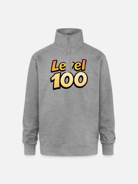 Level 100 - Champion Unisex 1/4 Zip Pullover Sweatshirt - heather gray