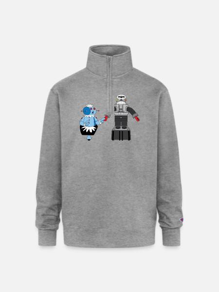 Rosie and Lost in Space Robot - Champion Unisex 1/4 Zip Pullover Sweatshirt - heather gray