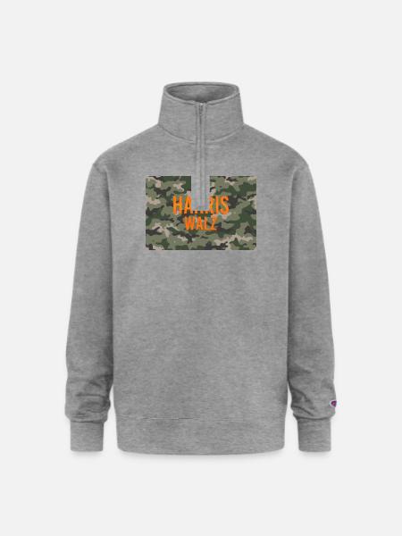 Harris Walz Camo Logo - Champion Unisex 1/4 Zip Pullover Sweatshirt - heather gray
