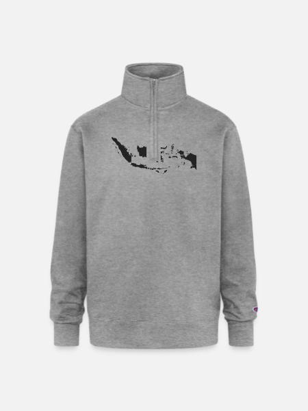 Indonesia Map in Black - Champion Unisex 1/4 Zip Pullover Sweatshirt - heather gray