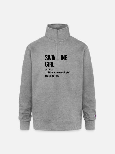 Swimming Swimming Swimming - Champion Unisex 1/4 Zip Pullover Sweatshirt - heather gray