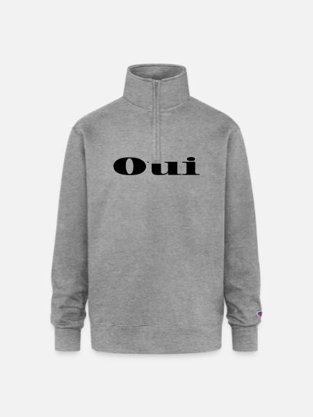 Oui - Champion Unisex 1/4 Zip Pullover Sweatshirt - heather gray