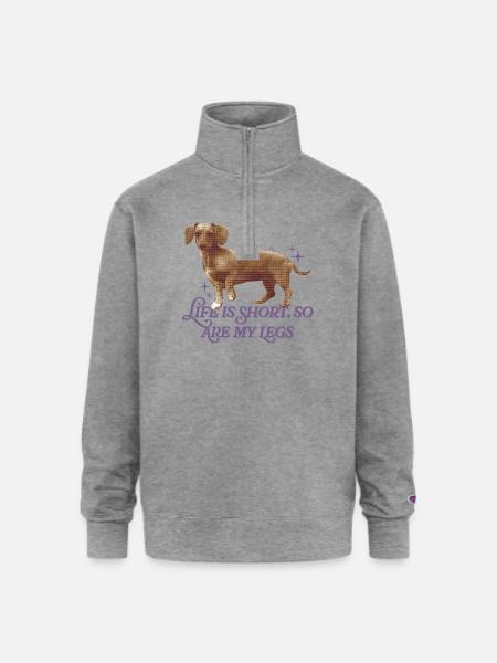 Life Is Short  - Champion Unisex 1/4 Zip Pullover Sweatshirt - heather gray