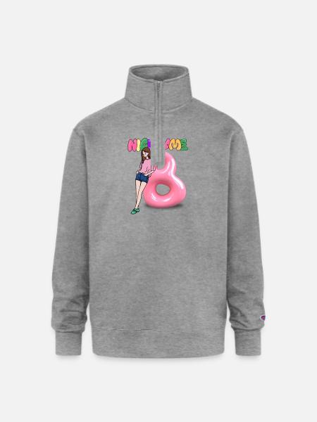 Nick Name B - Champion Unisex 1/4 Zip Pullover Sweatshirt - heather gray