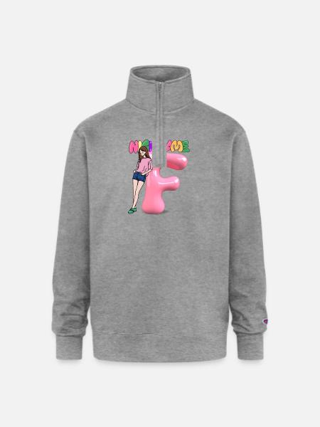 Nick Name F - Champion Unisex 1/4 Zip Pullover Sweatshirt - heather gray
