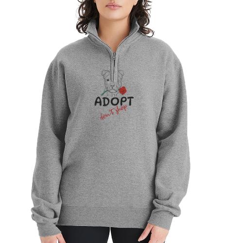 Retro Adopt Dont Shop Cute Puppy Rose Tee - Champion Unisex 1/4 Zip Pullover Sweatshirt
