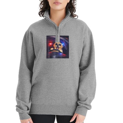 Funny Police Golden Retriever Meme Tee - Champion Unisex 1/4 Zip Pullover Sweatshirt