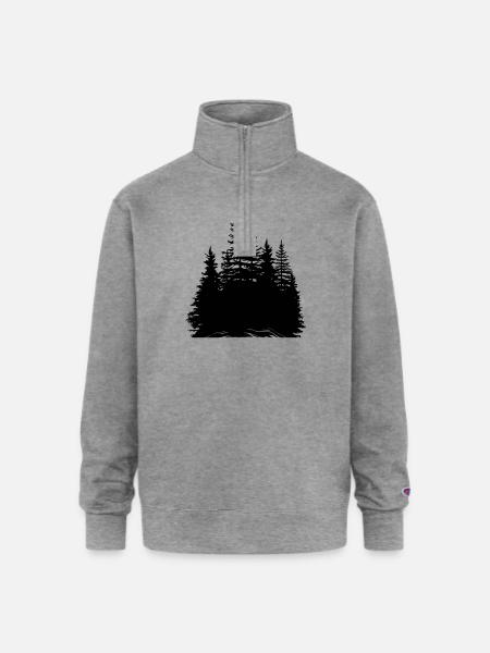 pine trees - Champion Unisex 1/4 Zip Pullover Sweatshirt - heather gray