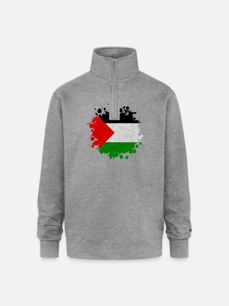 Palestine Blob / Flag Gift - Champion Unisex 1/4 Zip Pullover Sweatshirt - heather gray