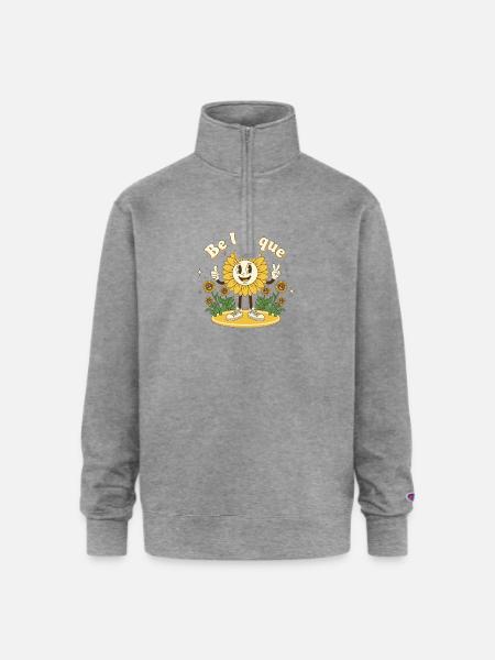 Be Unique Sunflower Hero - Champion Unisex 1/4 Zip Pullover Sweatshirt - heather gray