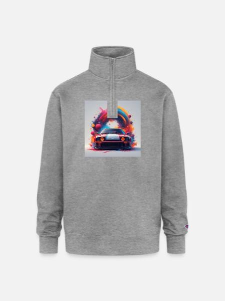 Neon Splash Drifter Car Art - Champion Unisex 1/4 Zip Pullover Sweatshirt - heather gray