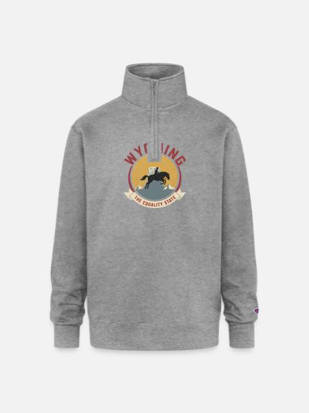 Wyoming Equality Emblem - Champion Unisex 1/4 Zip Pullover Sweatshirt - heather gray