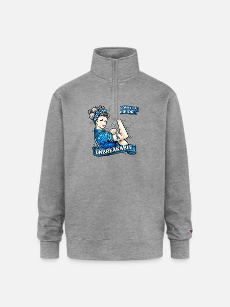 Syringomyelia Warrior Unbreakable - Champion Unisex 1/4 Zip Pullover Sweatshirt - heather gray