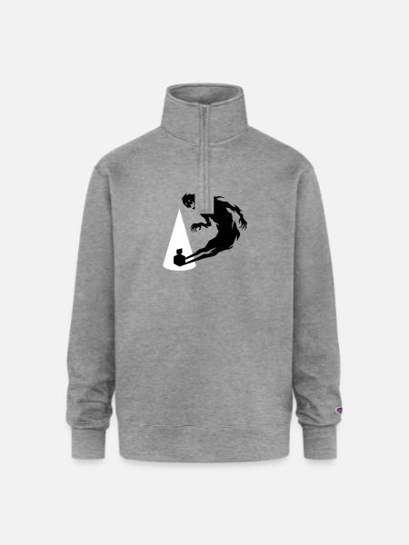 Cone Silhouette with Leaning Figure - Champion Unisex 1/4 Zip Pullover Sweatshirt - heather gray