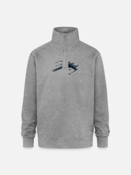 Stealth Fighter Jet Design - Champion Unisex 1/4 Zip Pullover Sweatshirt - heather gray