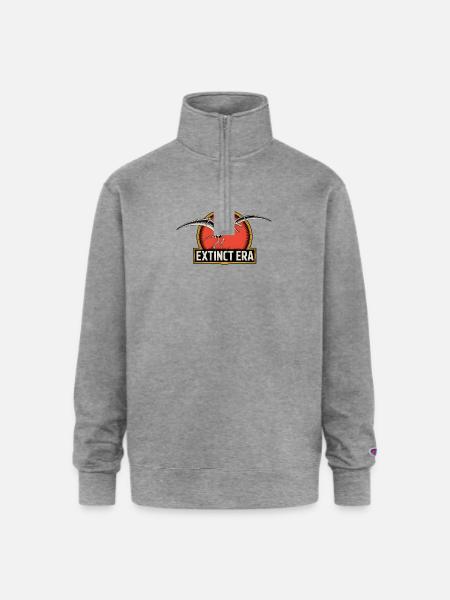 Prehistoric Pterosaur Extinction Logo - Champion Unisex 1/4 Zip Pullover Sweatshirt - heather gray