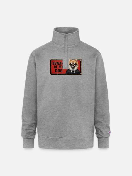 Beware of my dog - Champion Unisex 1/4 Zip Pullover Sweatshirt - heather gray