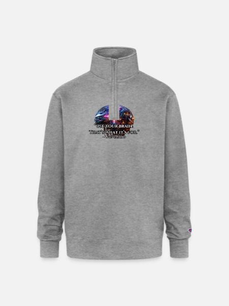 Neon Circuit Brain - Champion Unisex 1/4 Zip Pullover Sweatshirt - heather gray