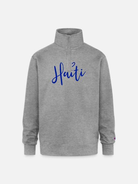 Haiti Heart Women's Love Haiti - Champion Unisex 1/4 Zip Pullover Sweatshirt - heather gray