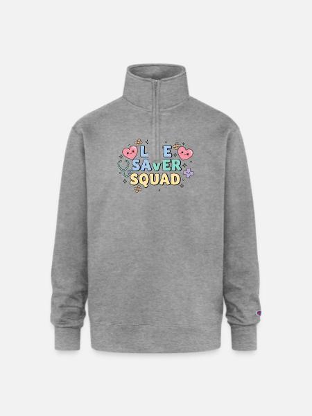 Life Saver Squad - Champion Unisex 1/4 Zip Pullover Sweatshirt - heather gray