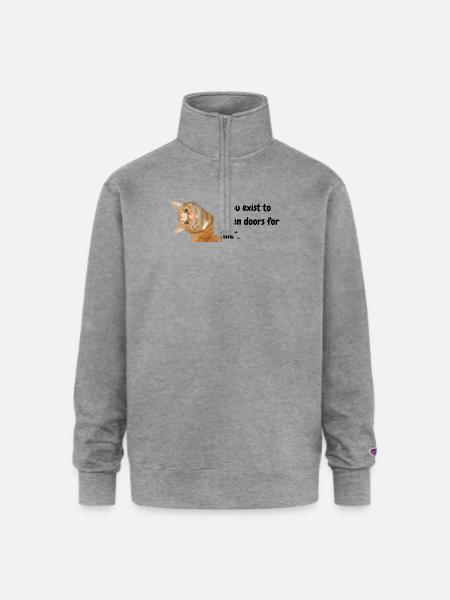 Peekaboo Orange Tabby - Champion Unisex 1/4 Zip Pullover Sweatshirt - heather gray