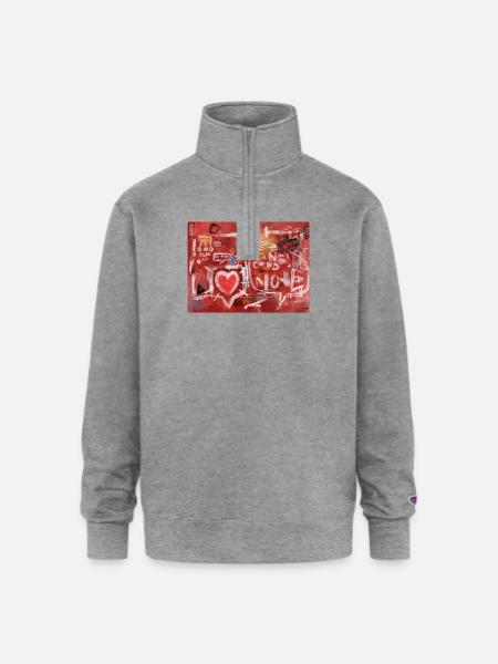 Connected Alone - Champion Unisex 1/4 Zip Pullover Sweatshirt - heather gray