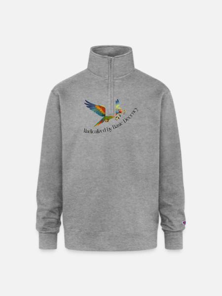 RADICALIZED BY BASIC DECENCY - Champion Unisex 1/4 Zip Pullover Sweatshirt - heather gray