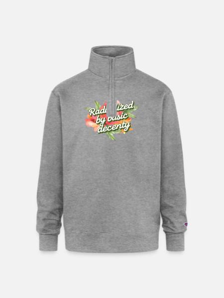 Radicalized by Basic Decency - Champion Unisex 1/4 Zip Pullover Sweatshirt - heather gray