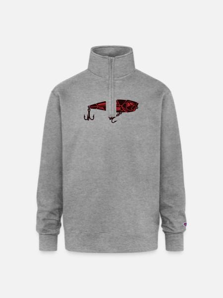 Fishing Lure Bait Predator - Champion Unisex 1/4 Zip Pullover Sweatshirt - heather gray