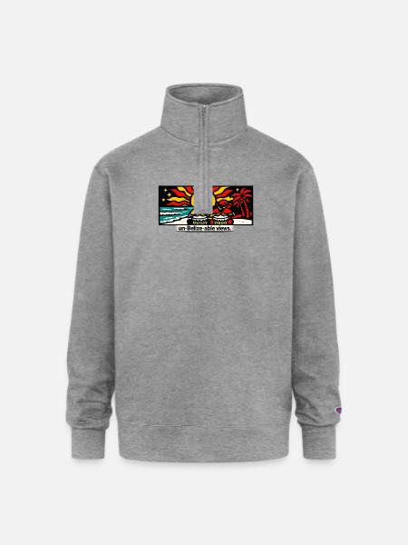 Un-Belize-able Views - Champion Unisex 1/4 Zip Pullover Sweatshirt - heather gray