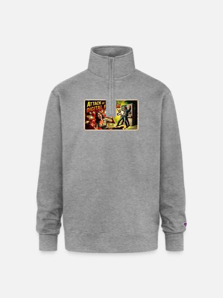 Attack of the Digital Fatigue - Champion Unisex 1/4 Zip Pullover Sweatshirt - heather gray