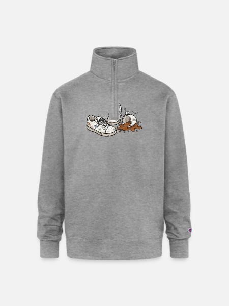 Coffee Spill Sneakers - Champion Unisex 1/4 Zip Pullover Sweatshirt - heather gray