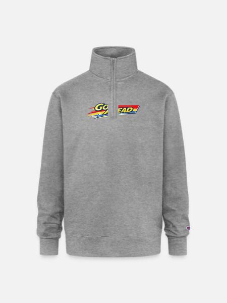 Go Ahead - Champion Unisex 1/4 Zip Pullover Sweatshirt - heather gray