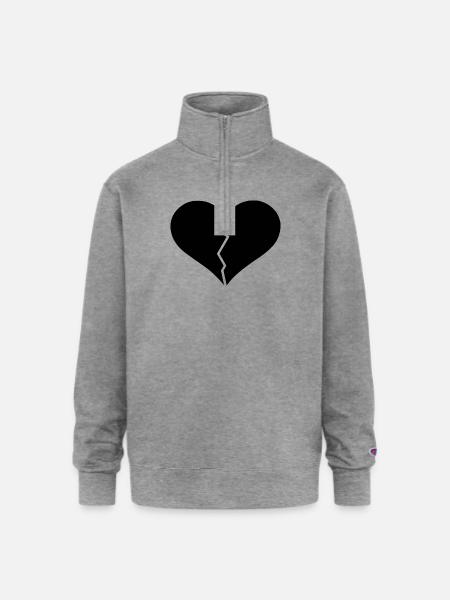 Broken heart black - Champion Unisex 1/4 Zip Pullover Sweatshirt - heather gray