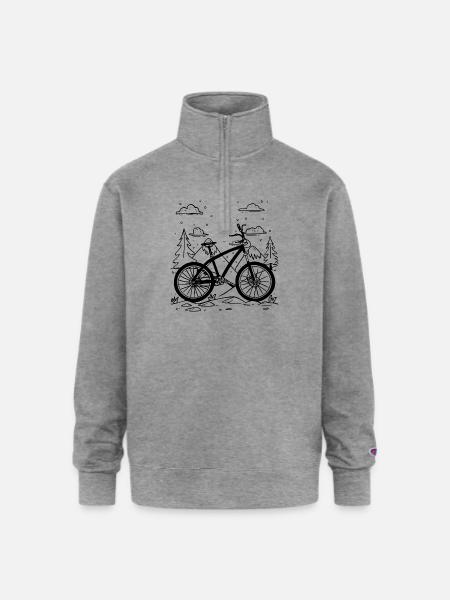 Mountain Biking Comic Style - Champion Unisex 1/4 Zip Pullover Sweatshirt - heather gray