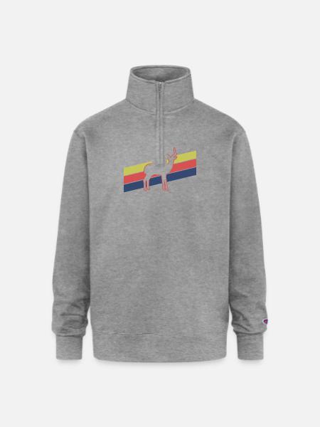 Retro Antelope Stripes – Safari Wildlife - Champion Unisex 1/4 Zip Pullover Sweatshirt - heather gray