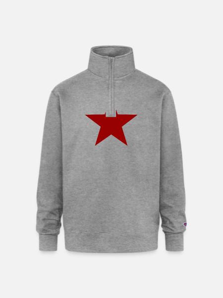 RED STAR 001 - Champion Unisex 1/4 Zip Pullover Sweatshirt - heather gray